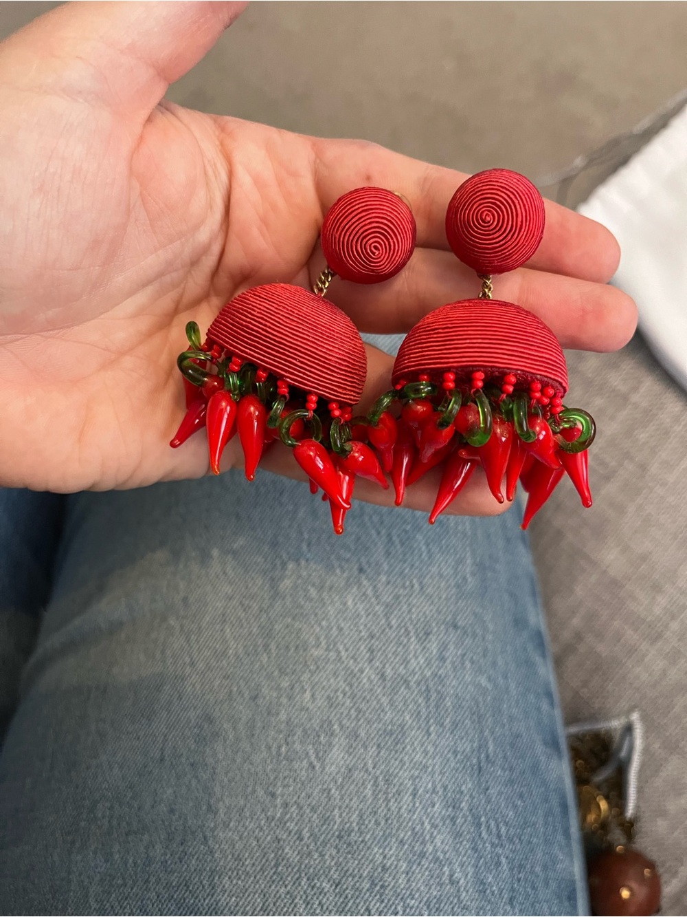 Rebecca de Ravenel Red chili pepper clip Drop Earrings - Bold Women Jewelry